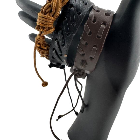 Trinity of Shadows Braided Cuff Trio: Unisex. Adjustable. Unholy. - Picture 2 of 3